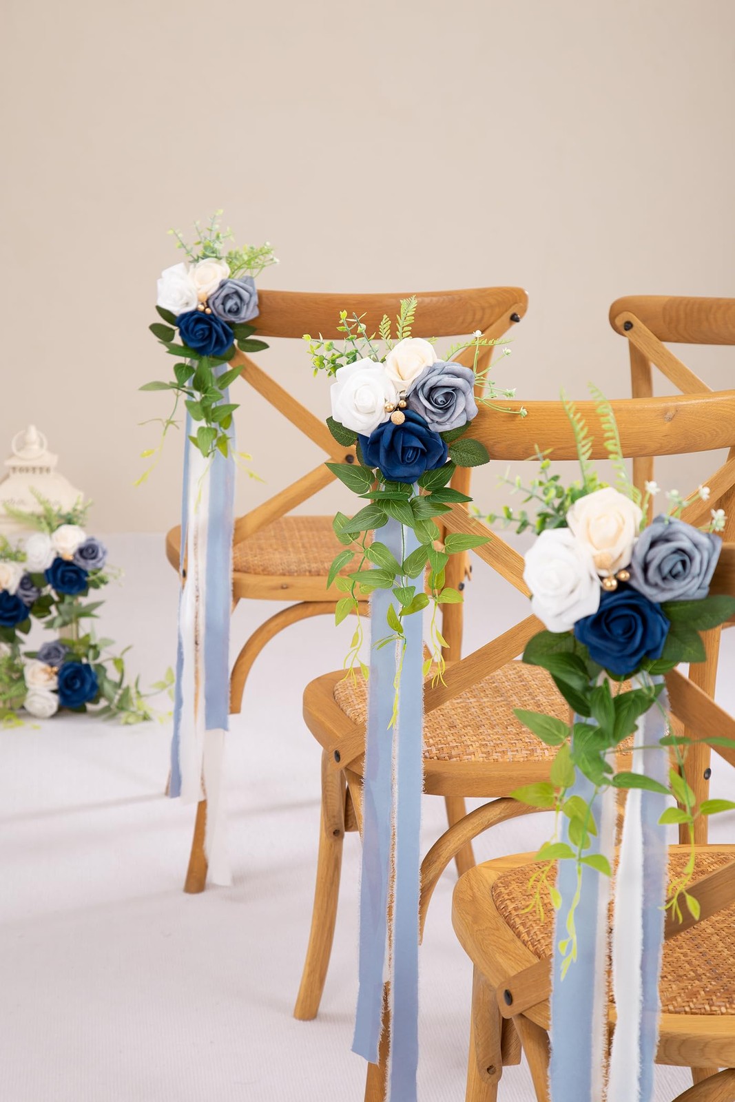 Wedding Chair Decorations Blue Pew Flowers Set of 10 for Wedding Ceremony Par…