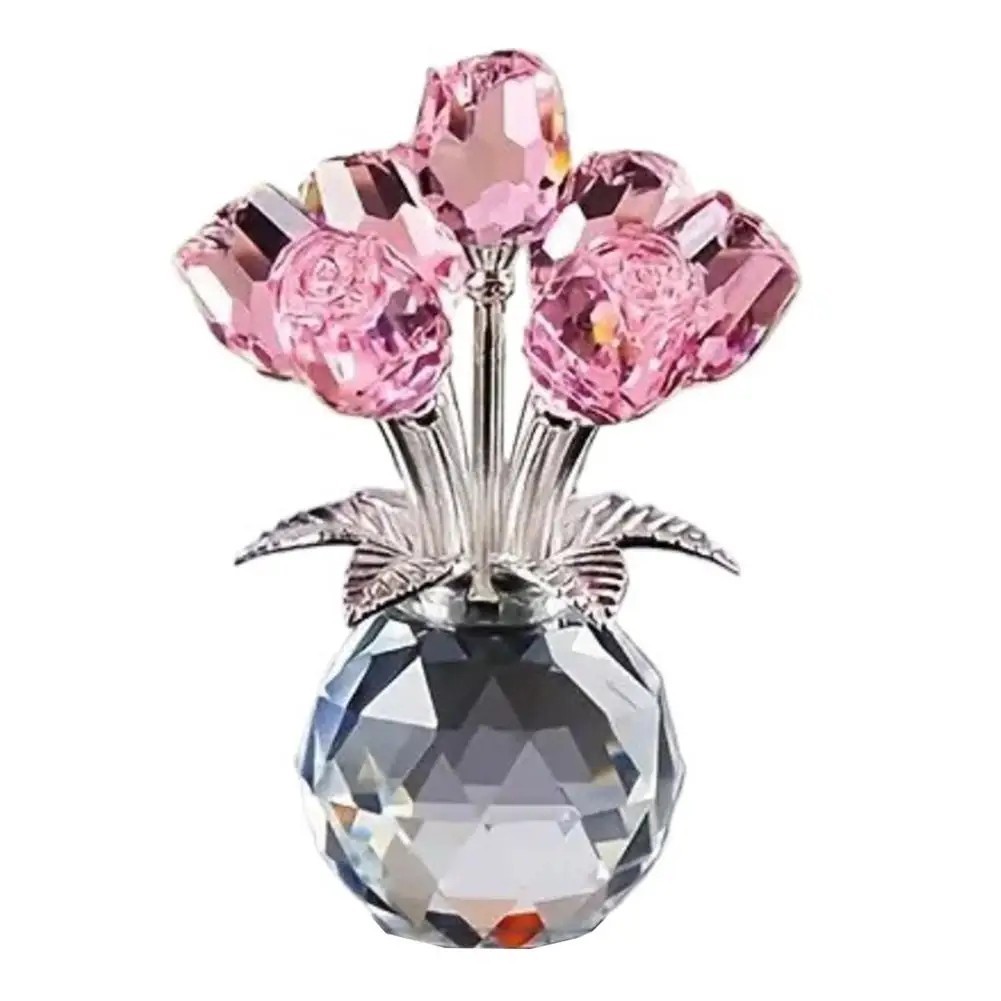 Crystal Gemstone Rose Flower Colourful Rose Bouquet Eternal Ornament Gift