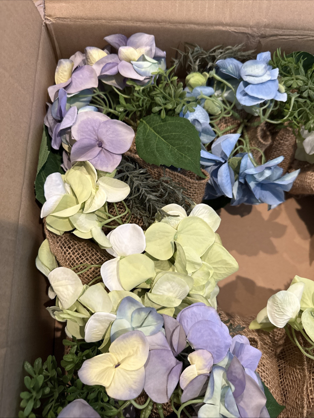 Hydrangea Wreath Garland Spring Summer Wreaths for Front Door Porch Wedding