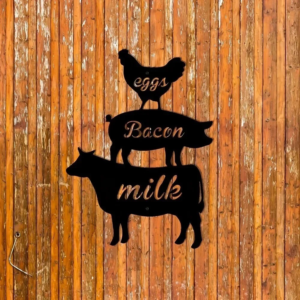 Farm Animals Metal Wall Plaque – Farmhouse Garden Party Wall Decor Sign
