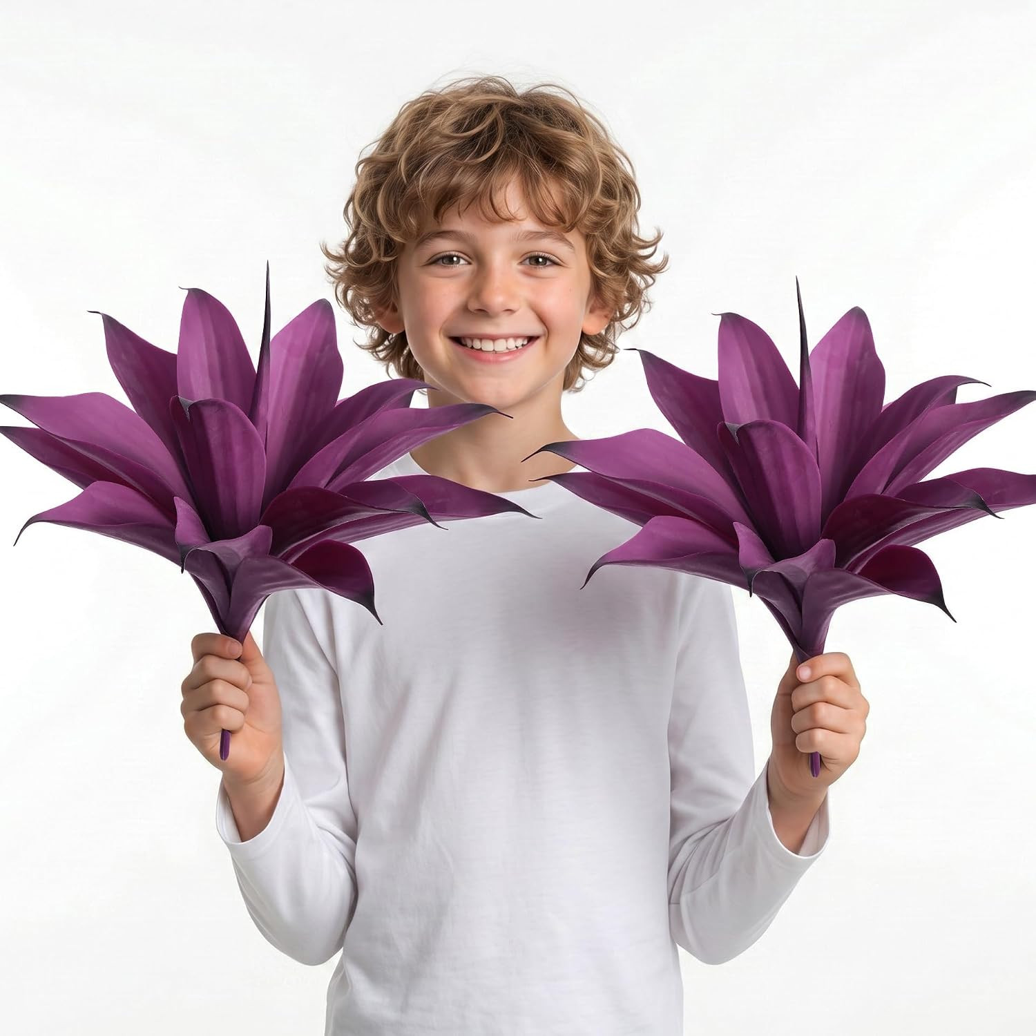 UV Resistant Faux Agave Plants – 14.2in Purple, 2 Pack for Indoor/Outdoor Use