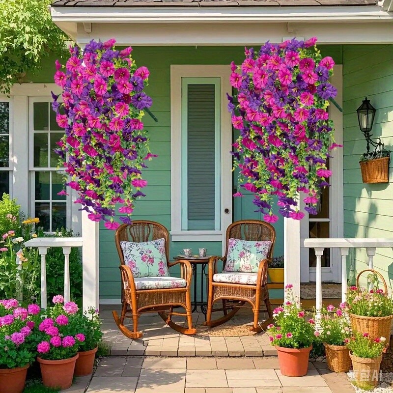 4-20PCS Artificial Morning Glory Vines UV Resistant Hanging Flower Outdoor Decor