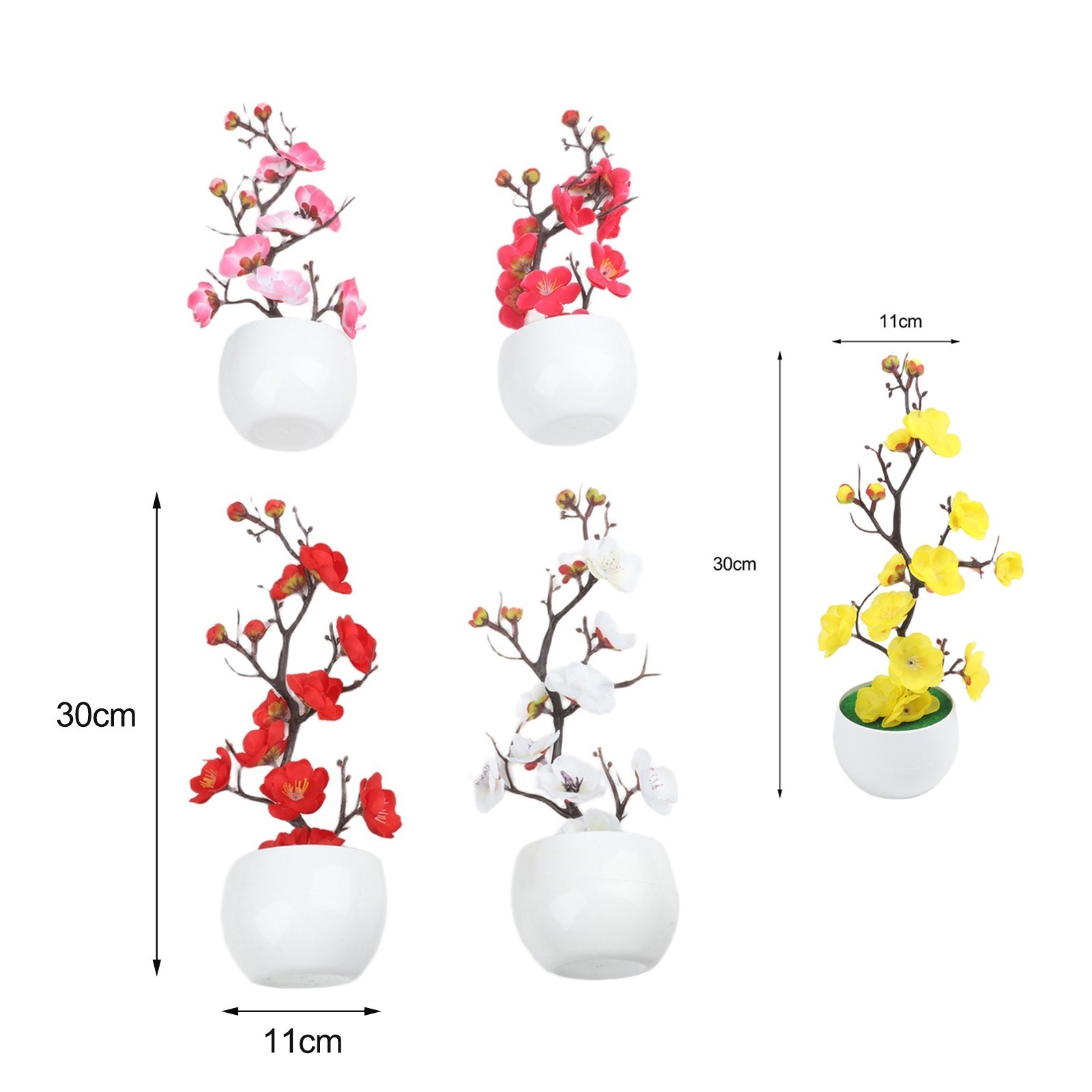 1pc Artificial Wax Plum Blossom Bonsai Branch for Indoor Outdoor Display