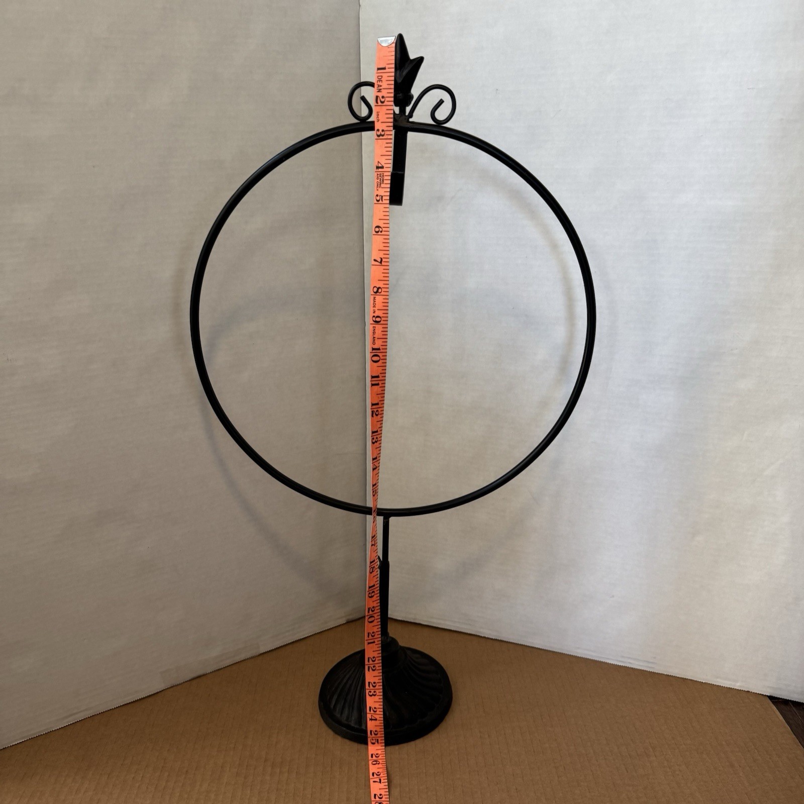 WREATH HOOK STAND Adjustable Height Free Standing Wrought Iron set of 2