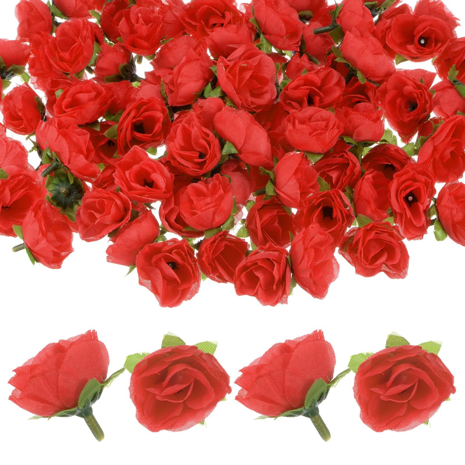 50 PCS Artificial Roses Heads 1.2 Inch Small Silk Faux Rose Head Flower Red
