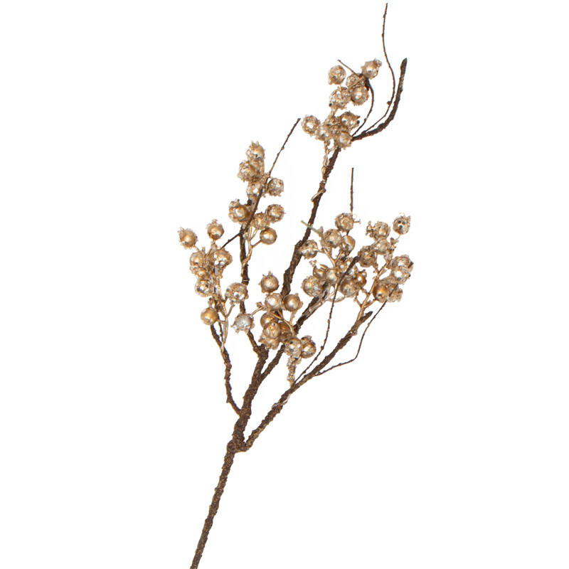 Package of 2 Brass Glittered Artificial Berry 26″ Floral Sprays
