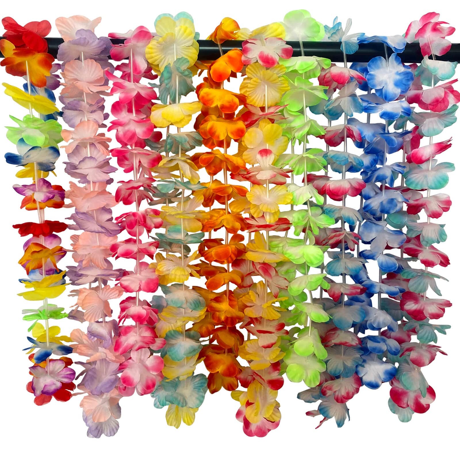 100 Pcs Hawaiian Leis Colorful Flower Necklace for Luau Party Favors Beach