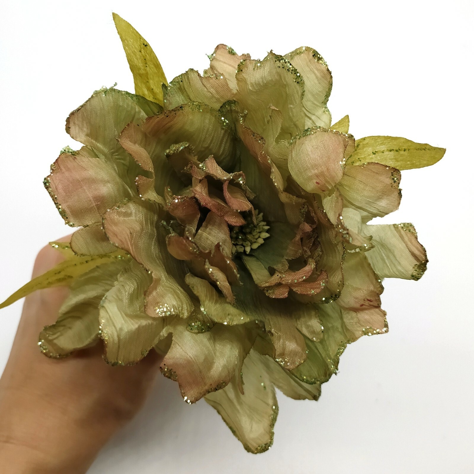 F006 Sage Green Peonia Flower Clip-On – Christmas Decoration Artificial Flower