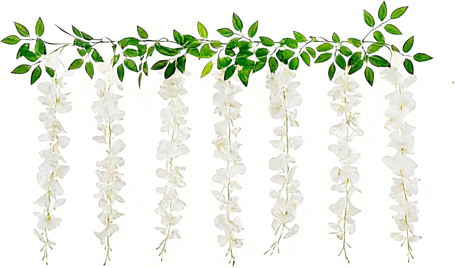 White Artificial Wisteria Garland – 1 Pcs 6Ft UV Resistant Silk Hanging Flower V