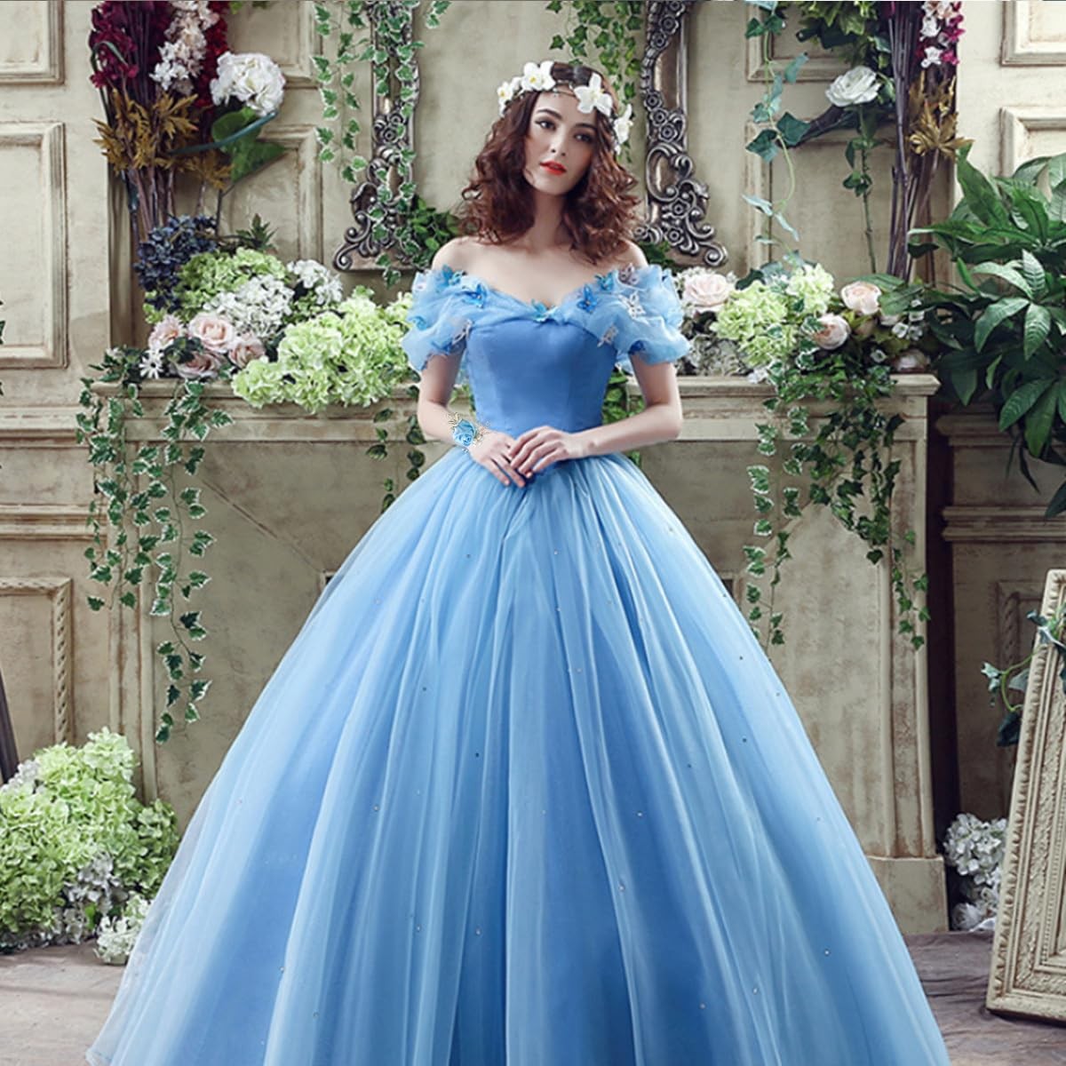 1 Pcs Light Blue Wrist Corsage Bridesmaid Bride Wedding Hand Flower Decoration