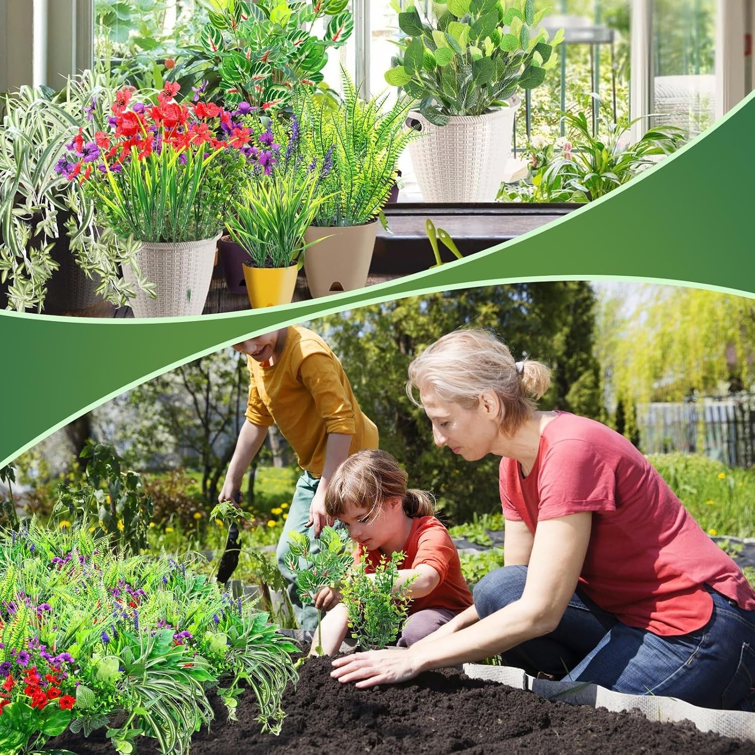 Maintenance-Free 14 Bundle Faux Plants – Perfect for Garden and Patio Beauty
