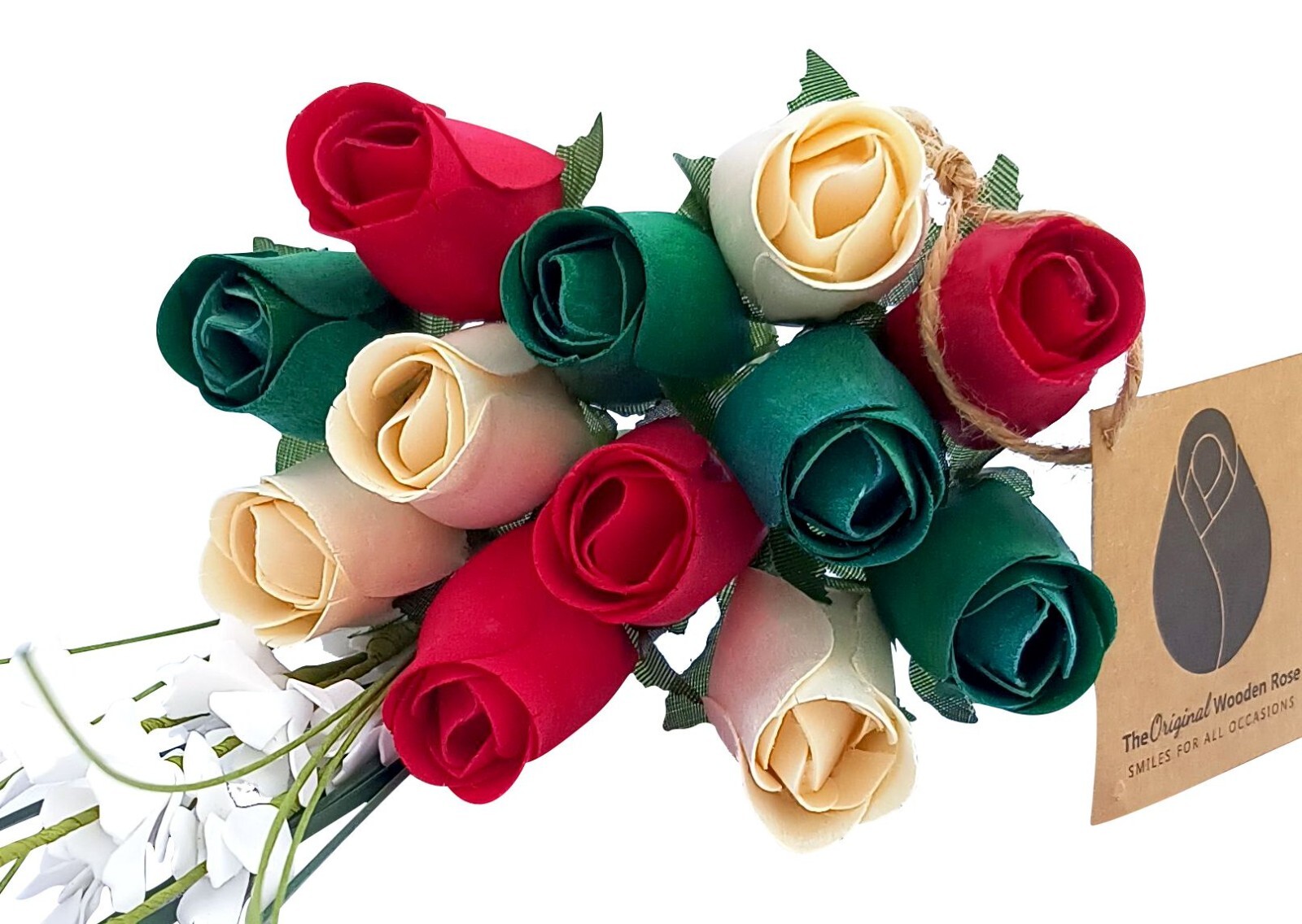 Christmas Holiday Bouquet. The Original Wooden Rose 1,2,3 Dozen