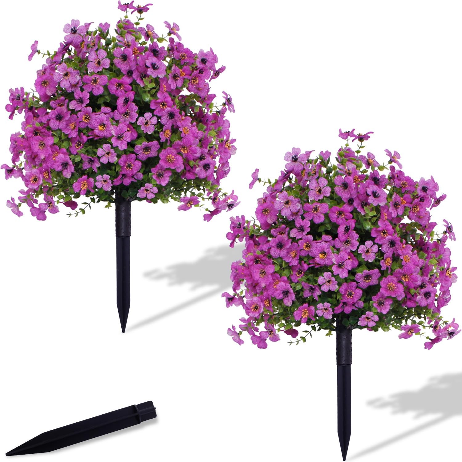 Best 22 inches high 2-Pack Artificial Violet Bush Decoration, UV Resistant Fake