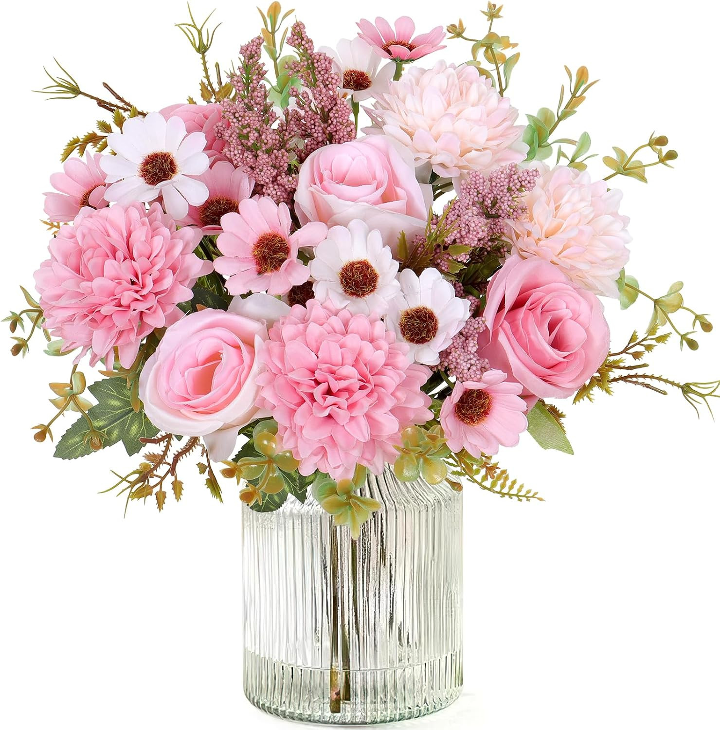 Artificial Flowers Like Real Artificial Bouquet 2 Packs Silk 2PCS Pink