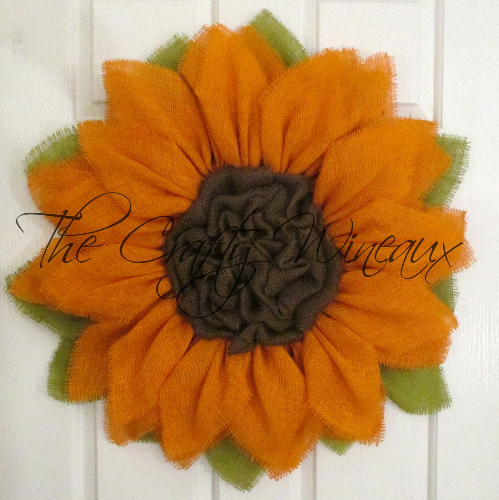 The Crafty Wineaux – Large 25″ Orange Burlap Sunflower Wreath