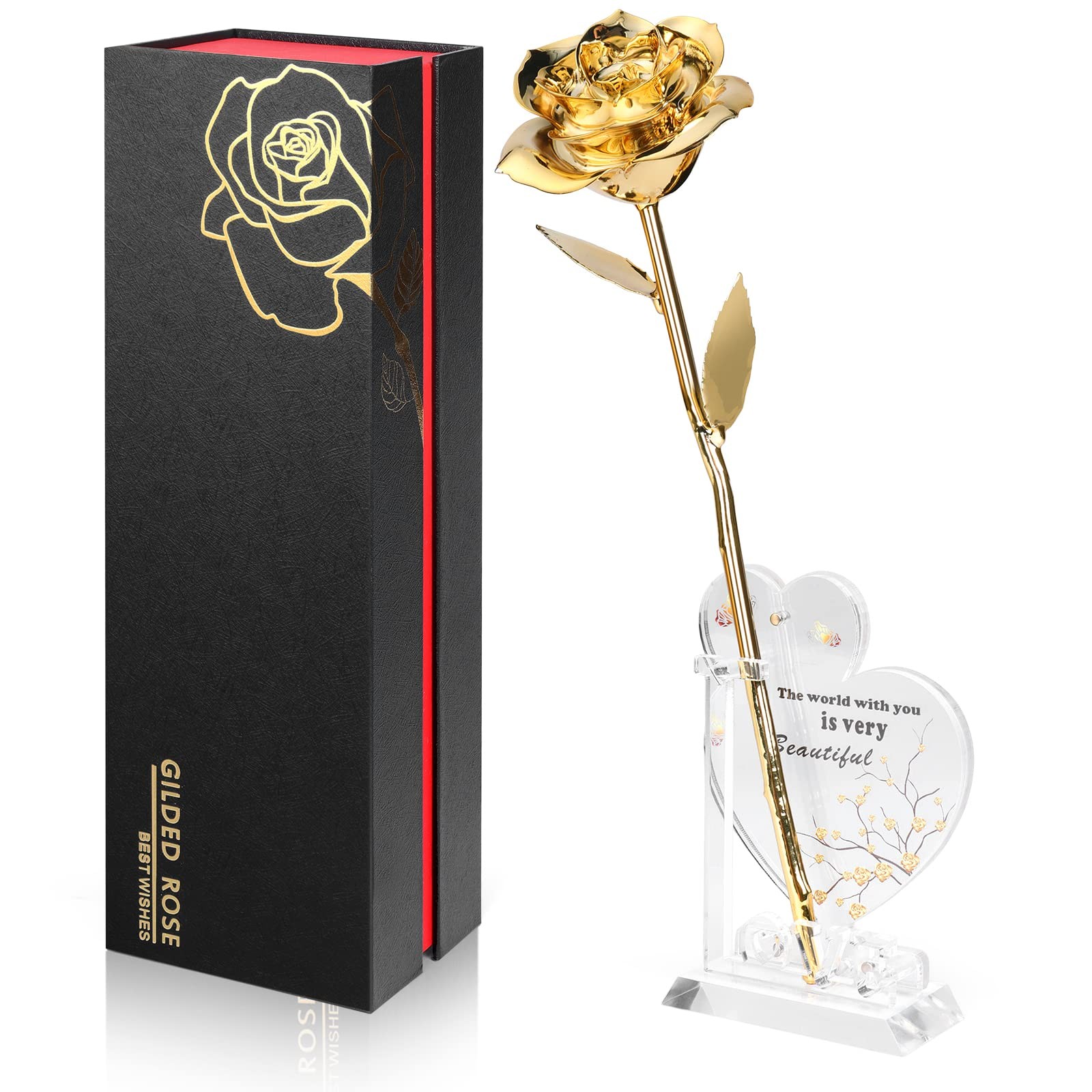 Anthonic Gold Dipped Rose Real 24K Gold Rose, Genuine One of a Kind Rose Hand Di