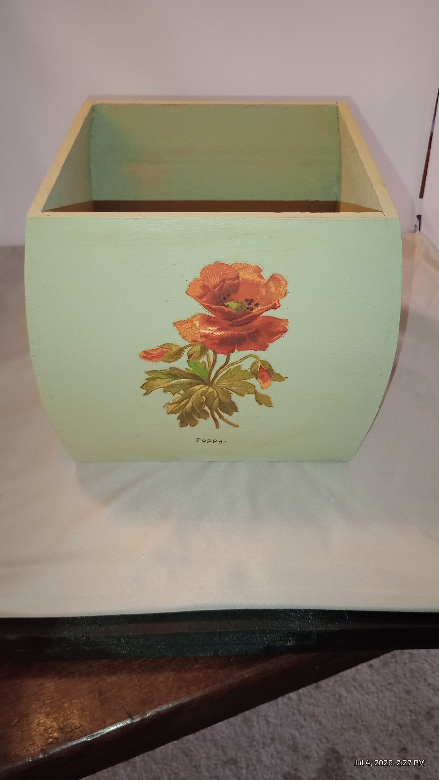 Painted, Decorative Squared Oval Pot. Painted Decorated And Waxed. Ready To…