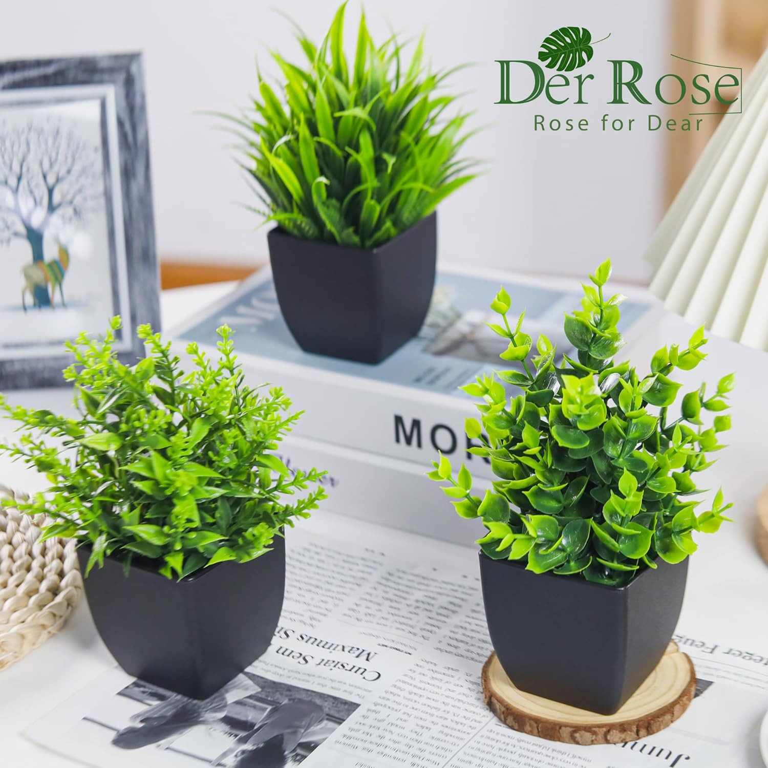 4 Packs Fake Plants Small Artificial Mini Faux Plants for Bathroom Home Office S