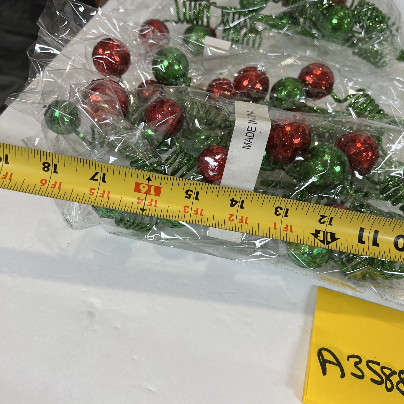 6 Rare 19” Curly Ribbon Ornament Red Green Berry Pick Branch Valerie Parr Hill