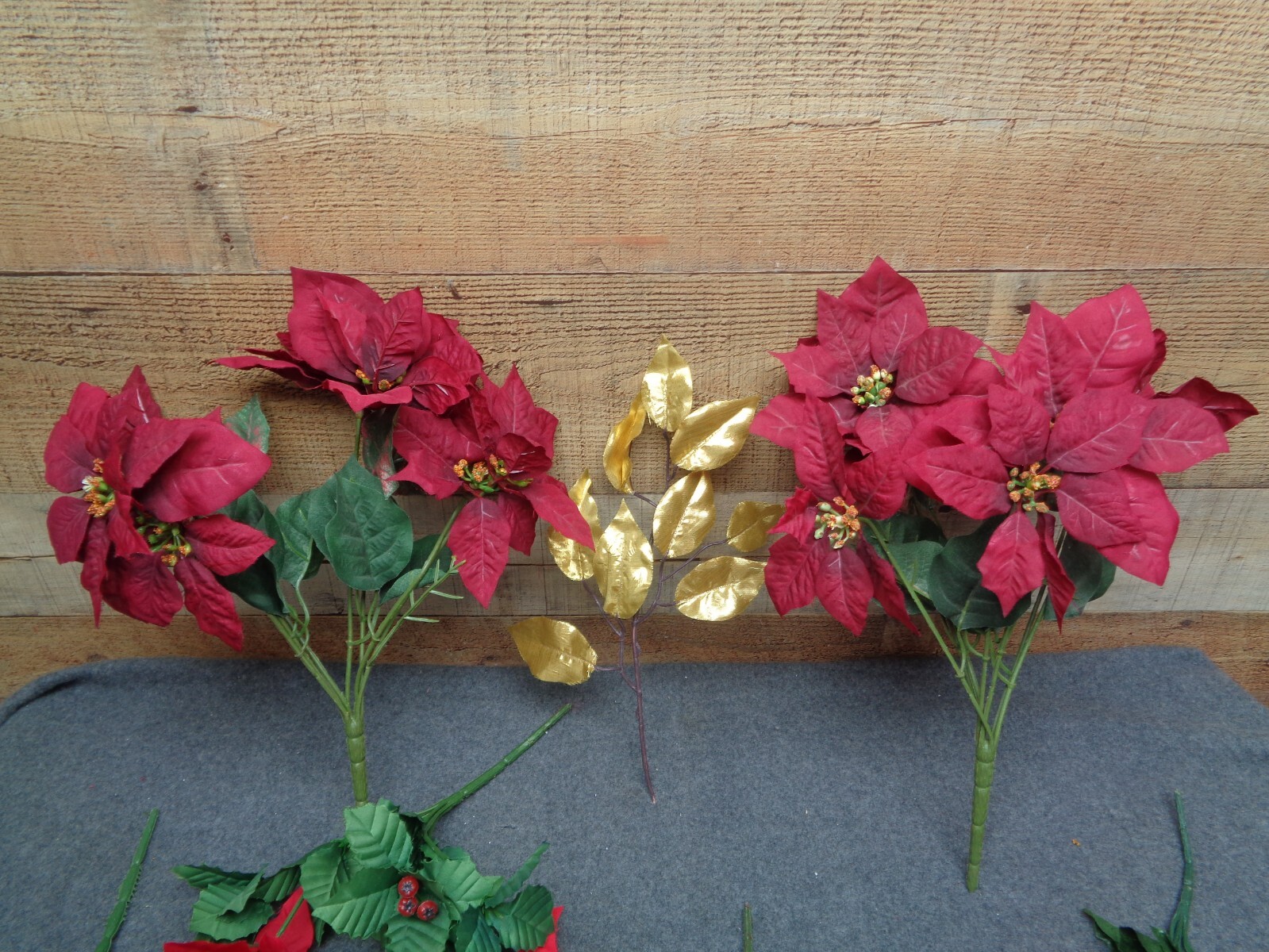 7- Poinsettia Artificial Silk Floral Stems