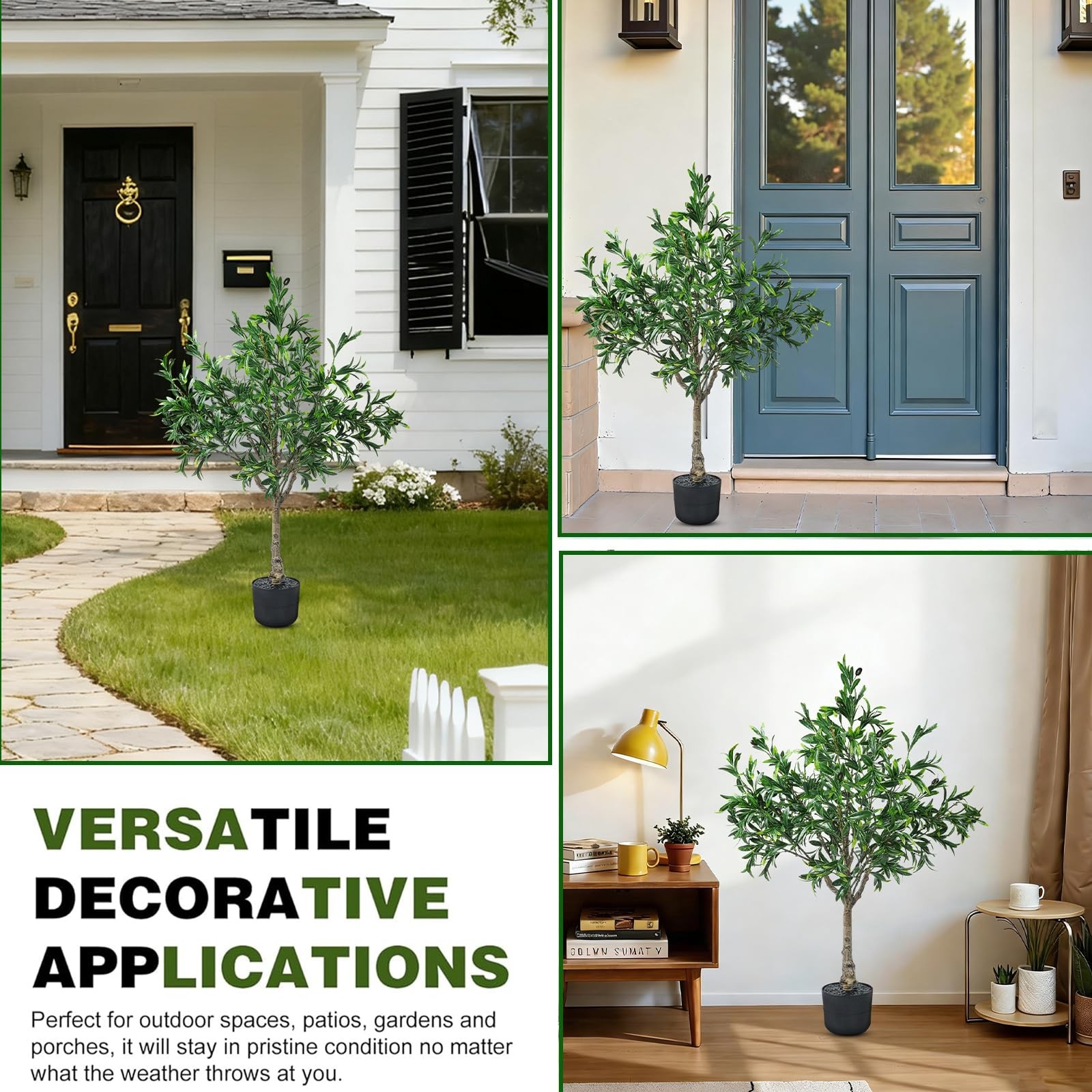 Olive Trees Artificial Indoor Outdoor Potted Artificial Plants,3.6FT Pathway …