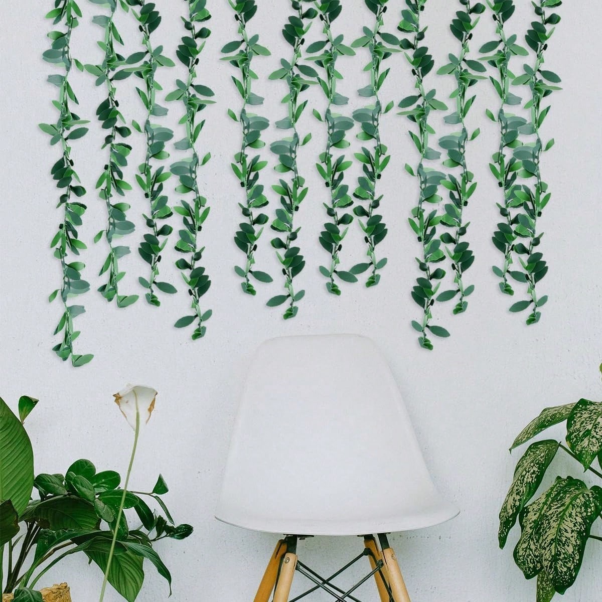 NEW 3 Pcs 24.6Ft Iron Wire Leaf Garland, Green Willow Rattan for Wedding Mantel