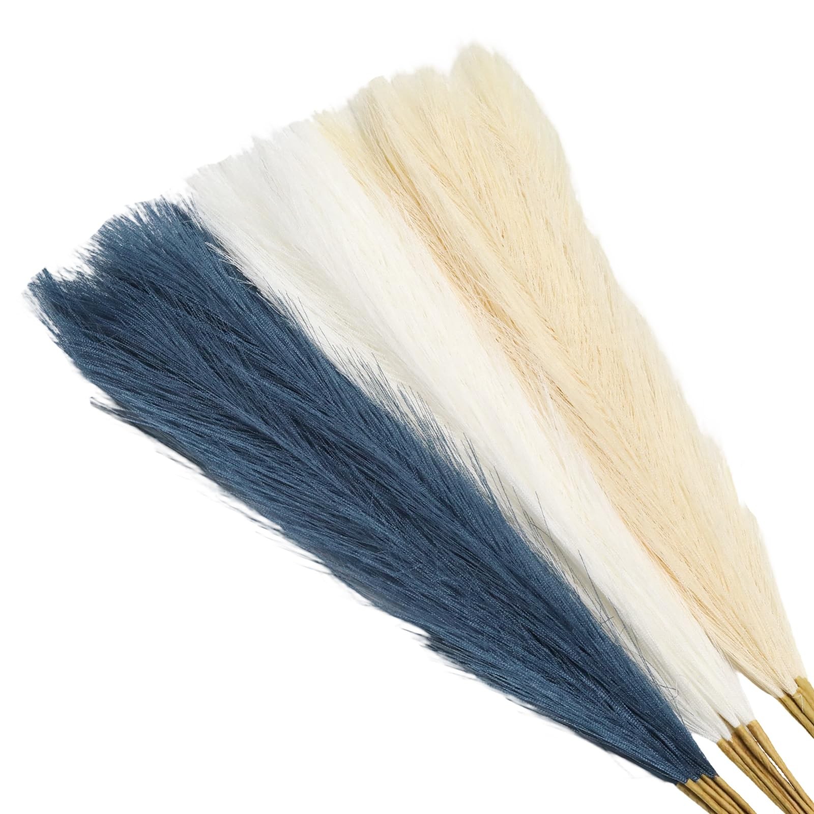 30 Pcs Faux Pampas Grass 21.6 Inch Fluffy Artificial Blue Pompas Grass Colore…