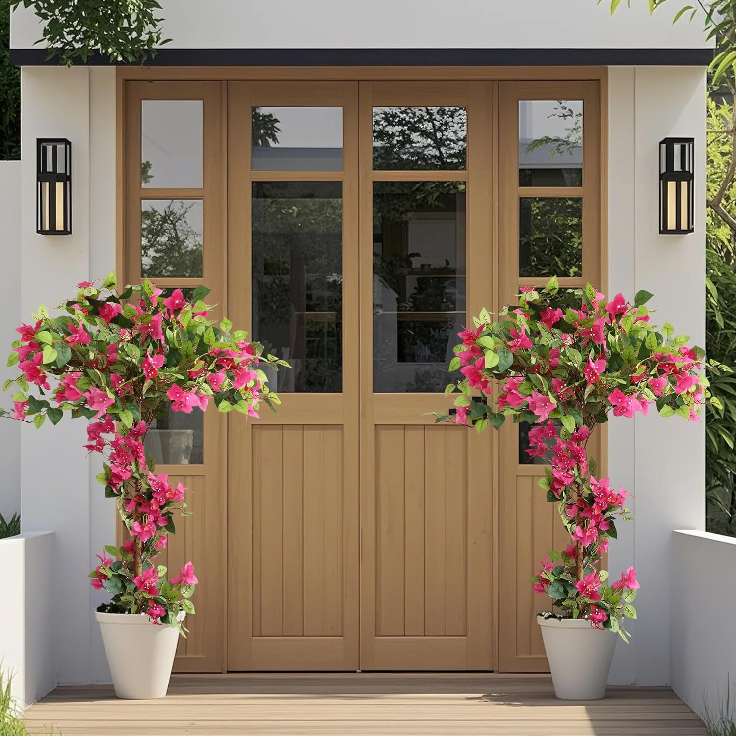 4ft Artificial Bougainvillea Trees – 2 Pack Faux Flowers for Indoor/Outdoor Deco