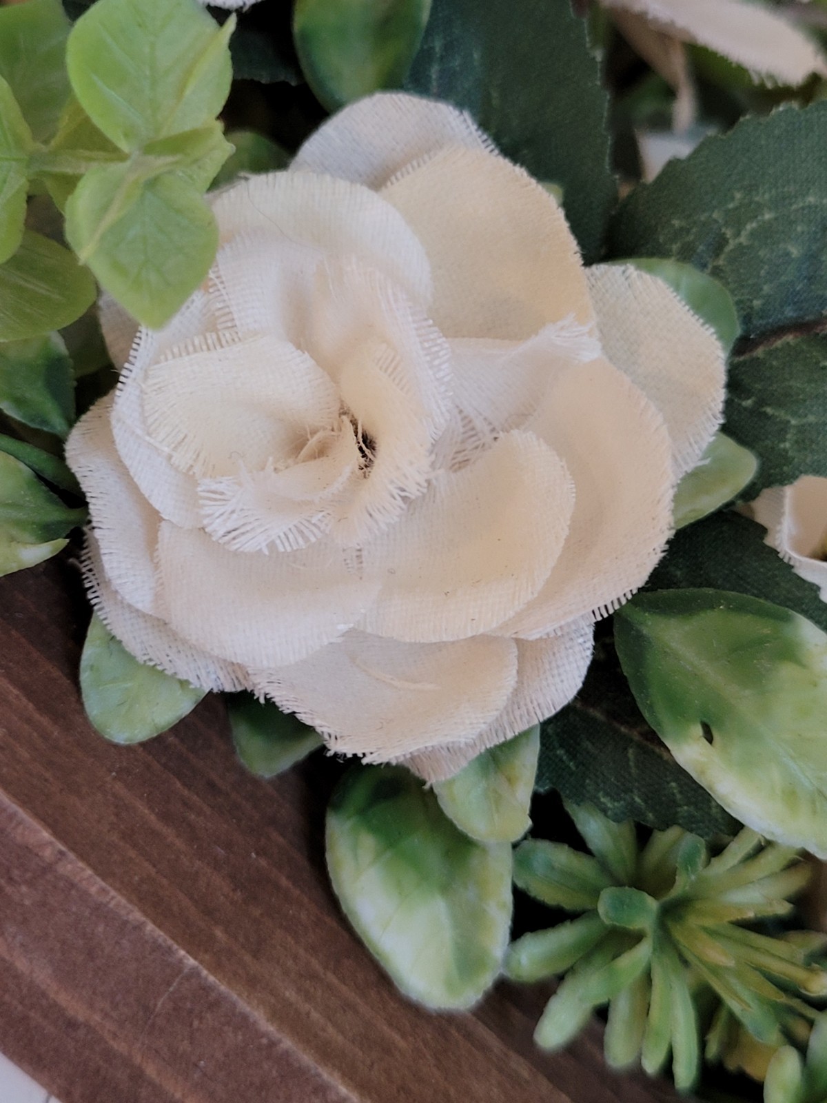 Faux Flower Arrangement Church Wood Box Decor