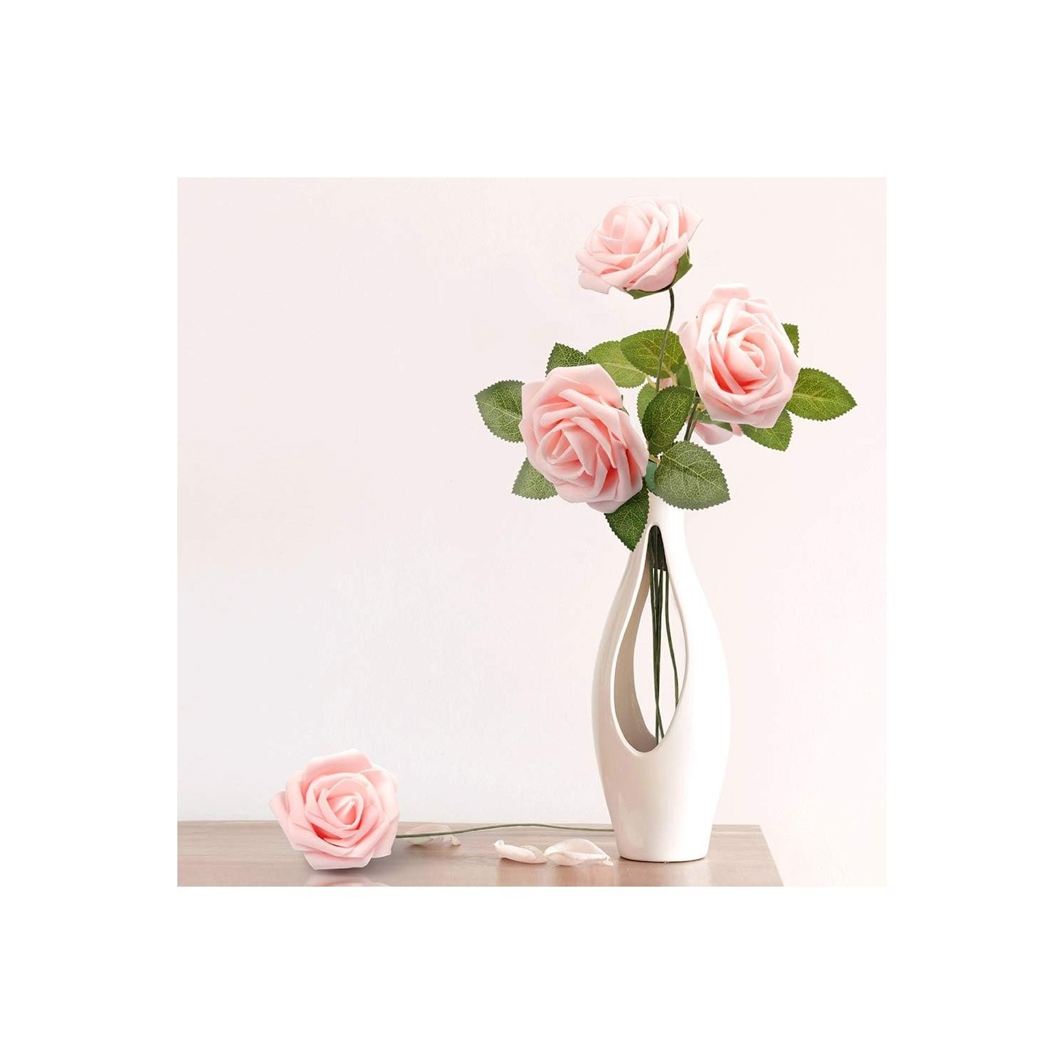 Blush Pink Foam Roses 50Pcs for Wedding Centerpieces and Floral Arrangements