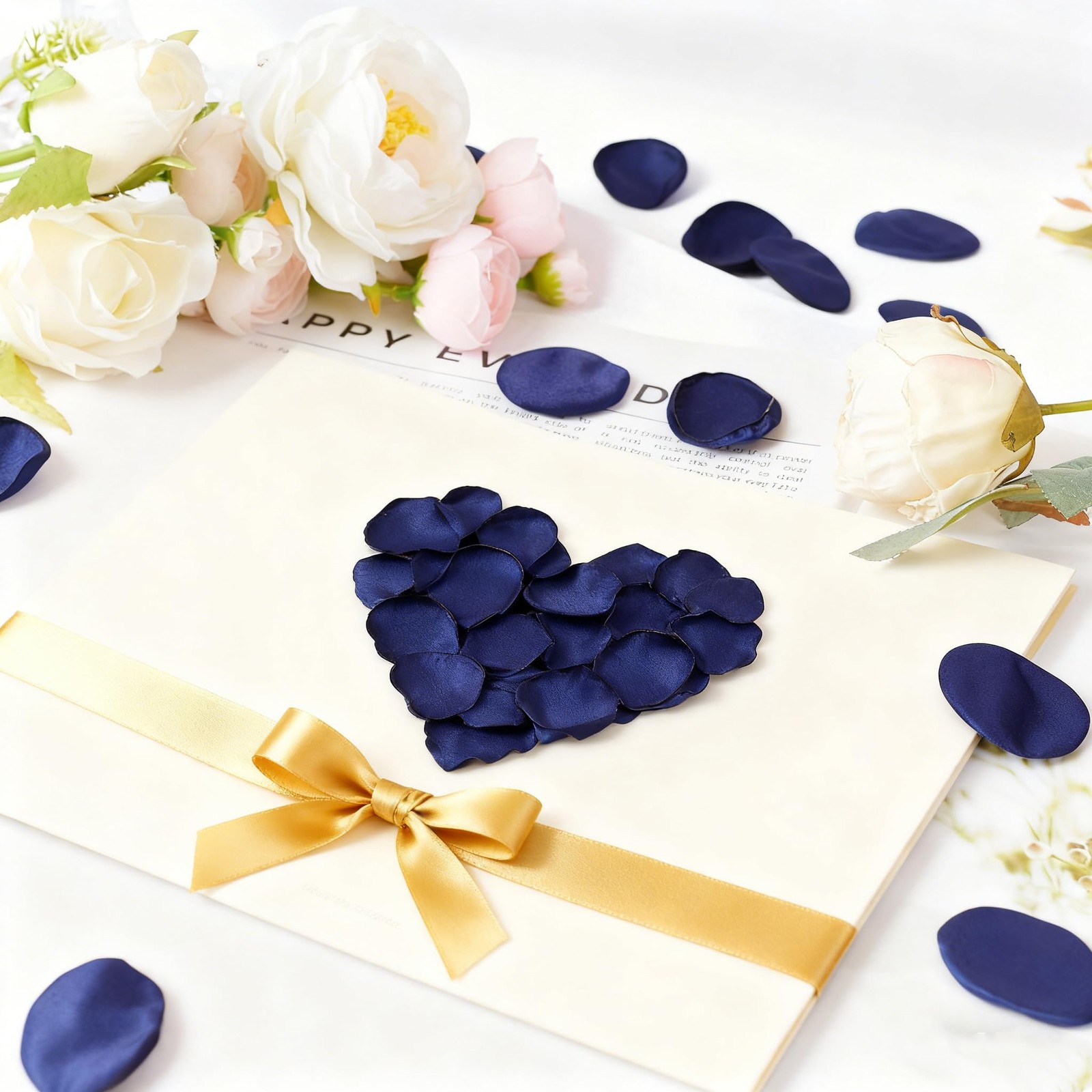 400Pcs Blue Real Touch Silk Fake Rose Petals for Wedding Decor