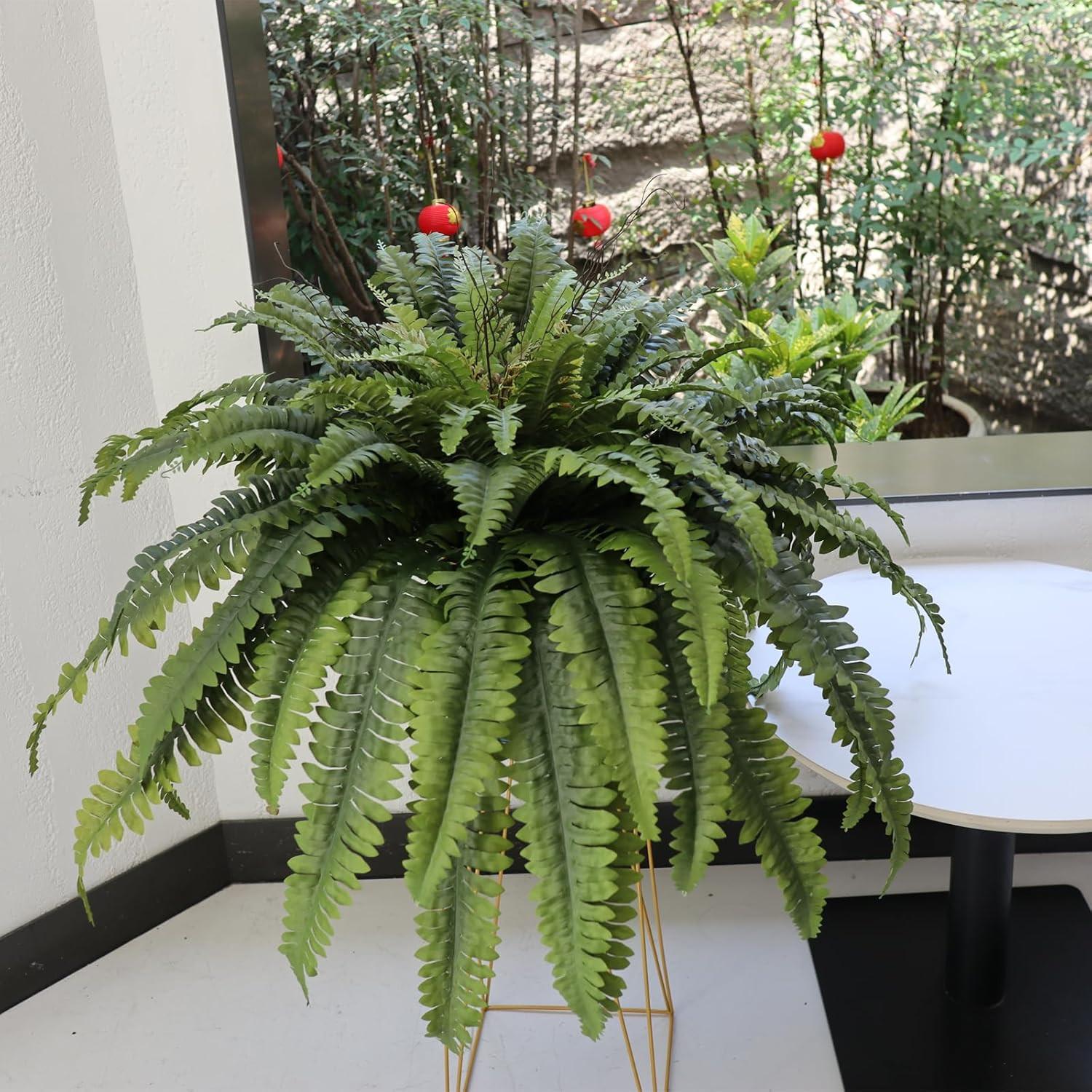 50″ Fake Ferns Artificial Plants Large, 98 Fronds Artificial Ferns for Outdoors