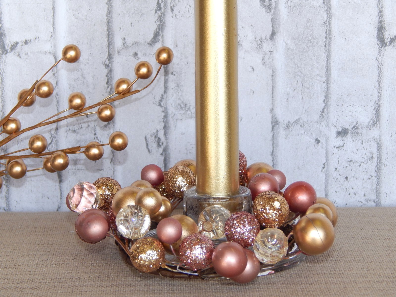 Beaded Candle Ring – Blush Mix 3″ Wedding Anniversary Holiday Mini Wreaths
