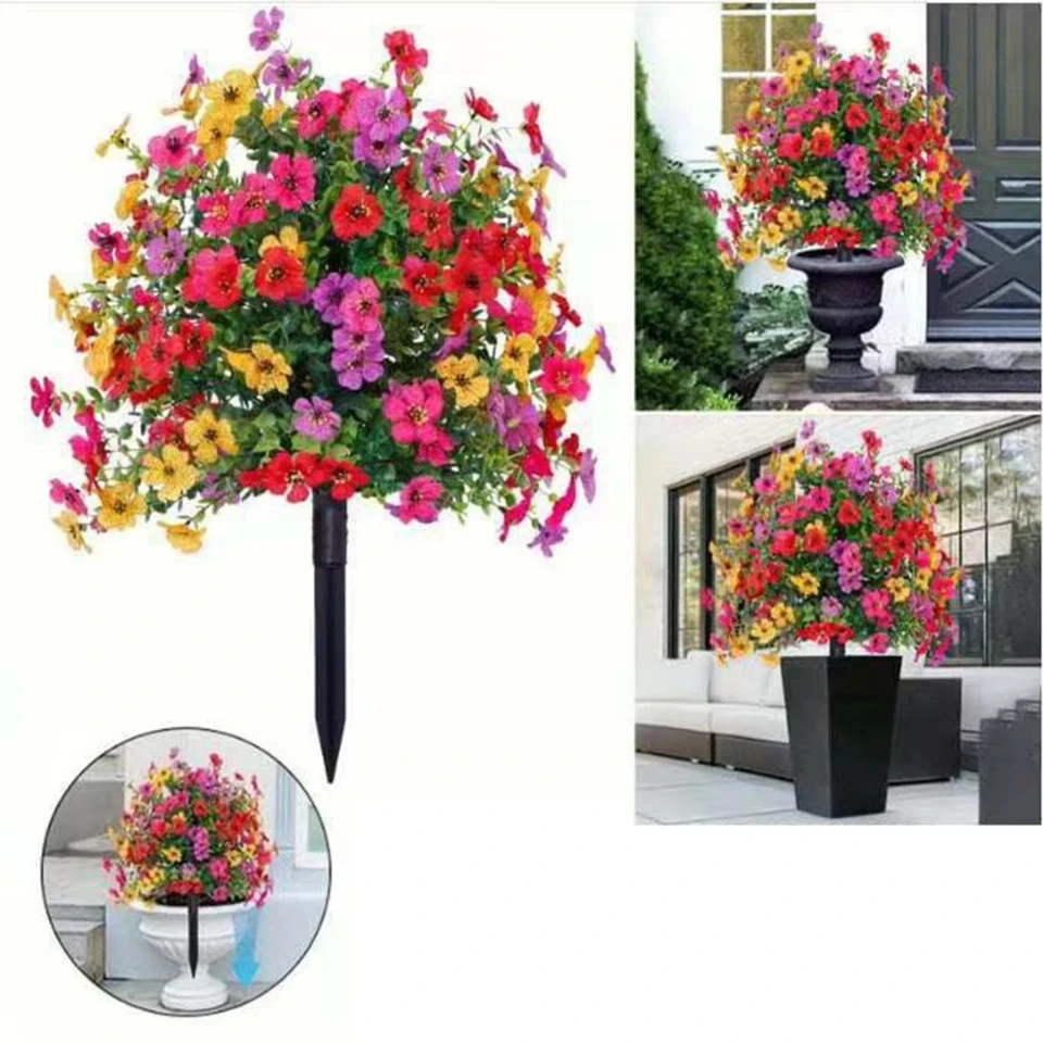 Artificial Violet Flowers with Ground Spike Fake Plants Garden Patio Yard Decor