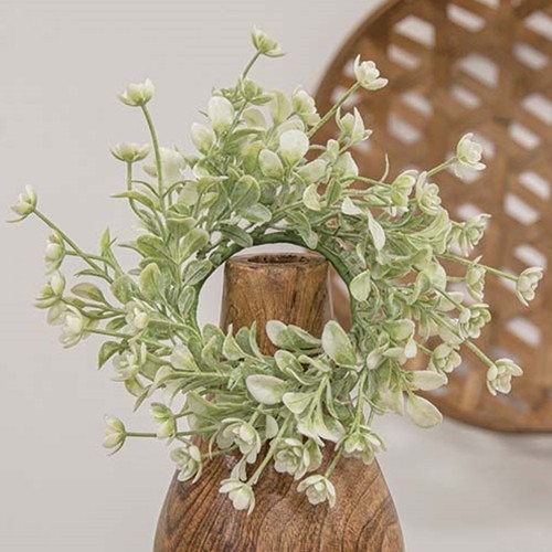 New Farmhouse Dusty Green BUDS CANDLE RING Chic 2.5″ x 7″ Cottage Chic Shabby