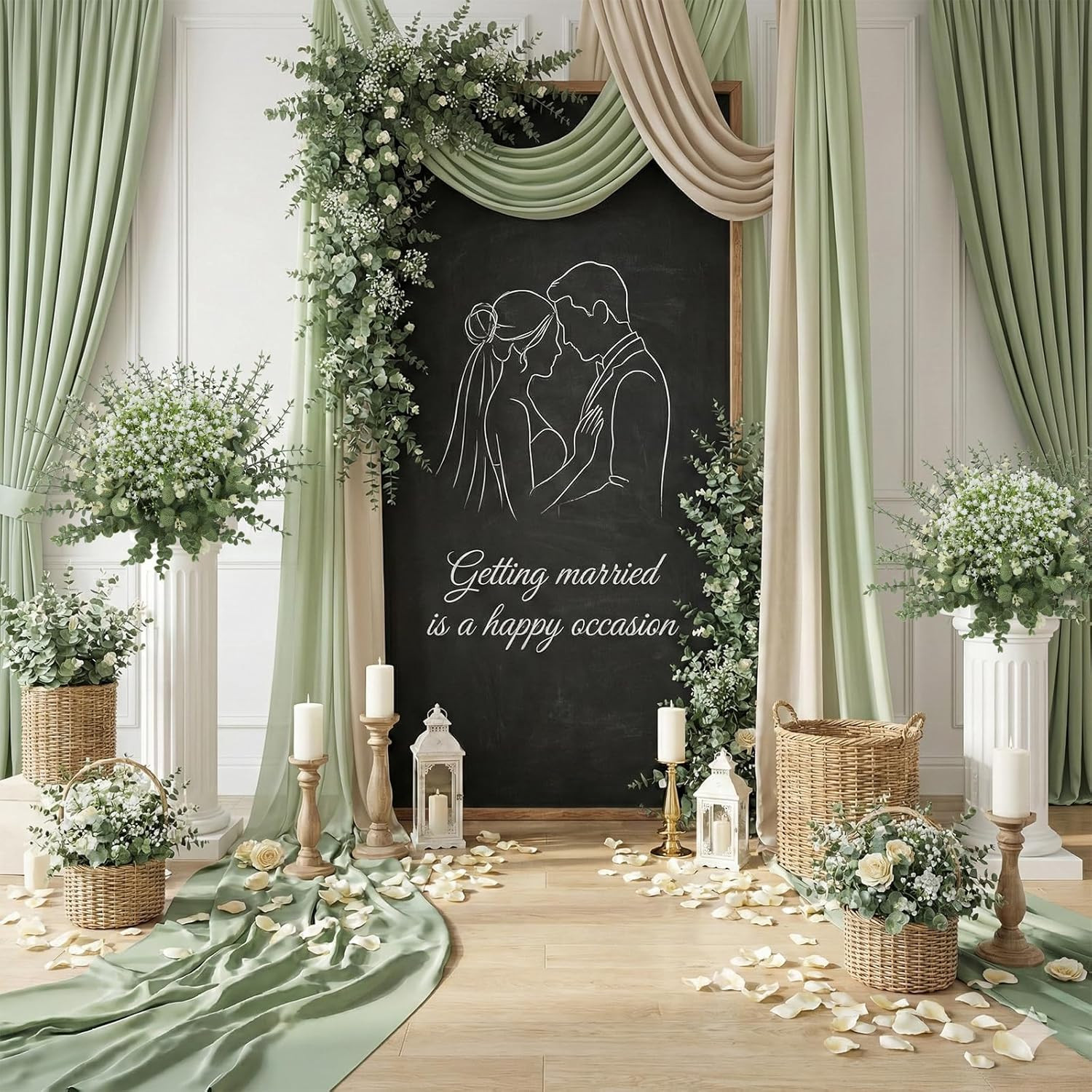 lovemoon Mixed Greenery Artificial Eucalyptus Stems, Baby Breath Artificial Flow