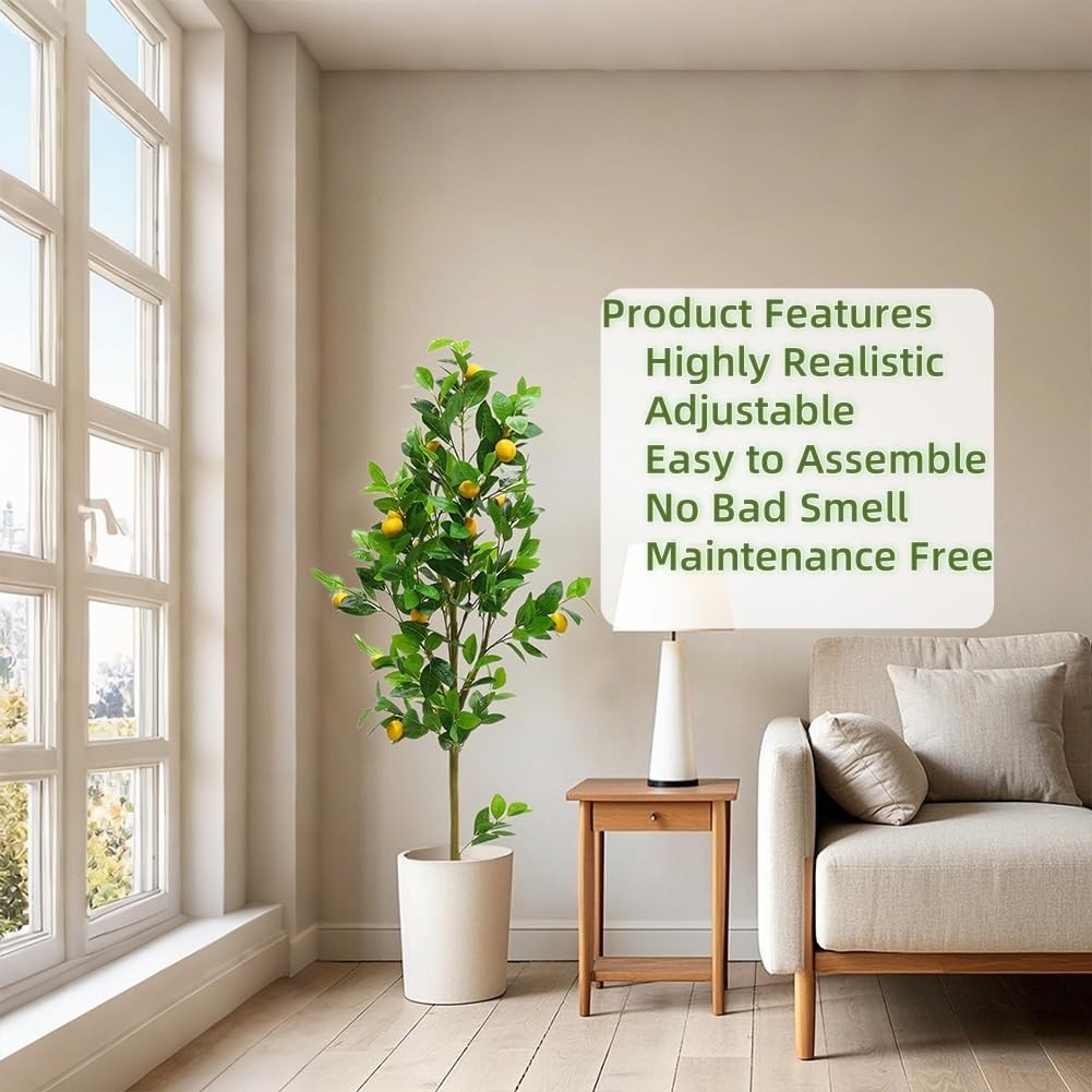 5FT Artificial Lemon Tree Fake Fruit Plant Indoor Outdoor Home Decor w/ Pot