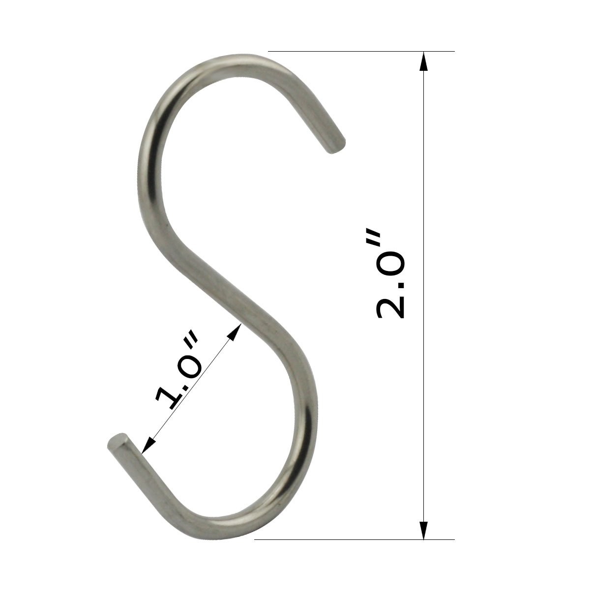 RuiLing 24-Pack 2 Inch S Shaped Hanging Hooks, Heavy-Duty Small, Silver