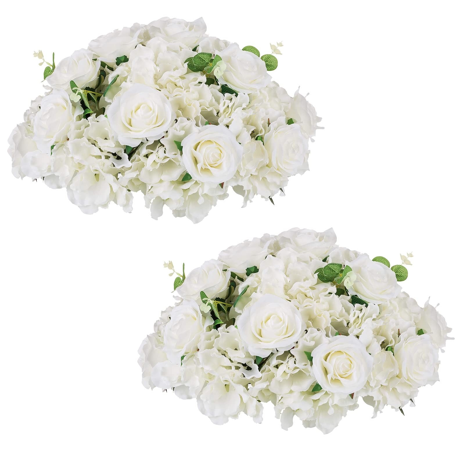 NUPTIO Flower Ball Arrangement Bouquet – 2 Pcs 15.7 inch Diameter White Fake …