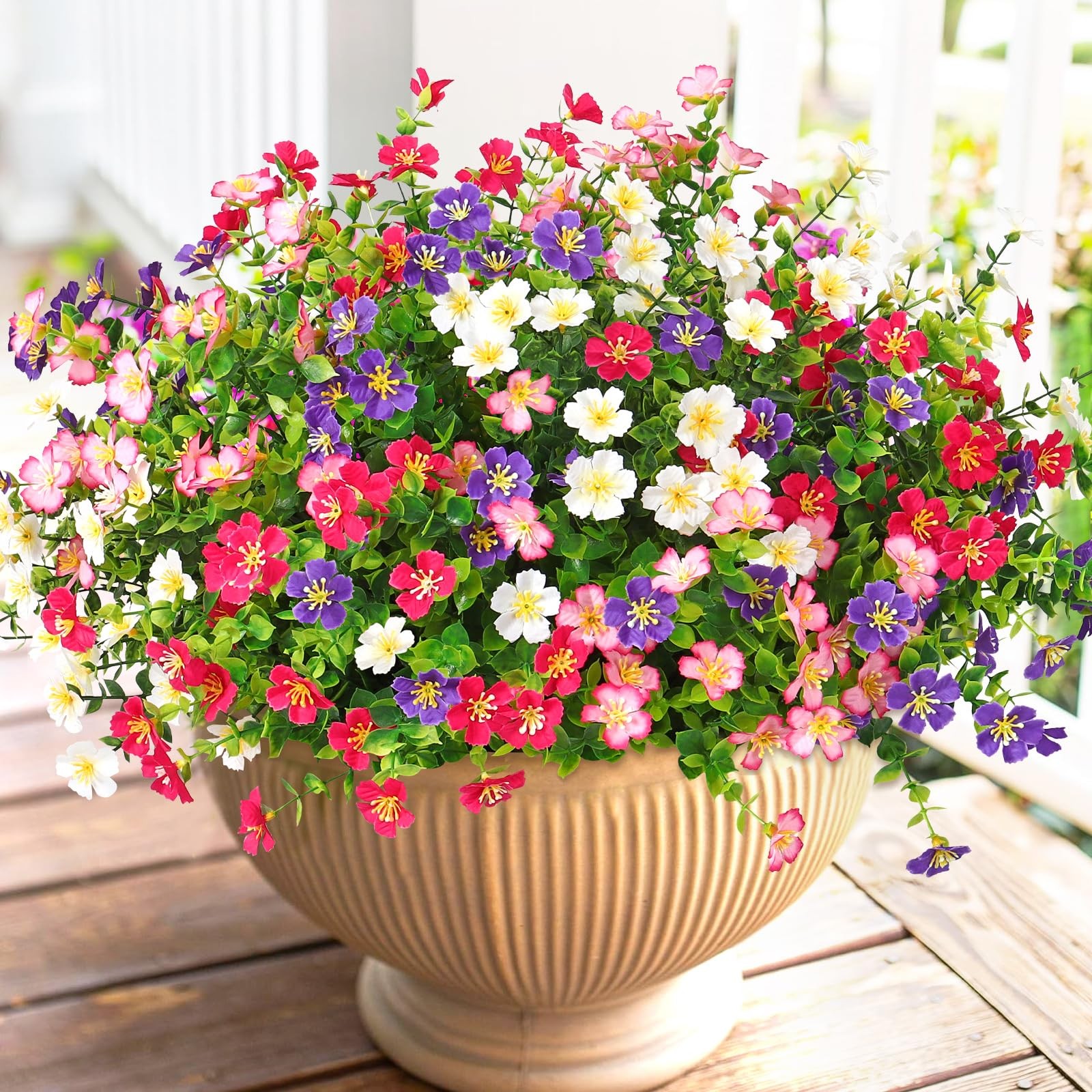 SOMYTING Artificial Flowers for Outdoors, 12 Bundles Faux Plants Flower Outdo…