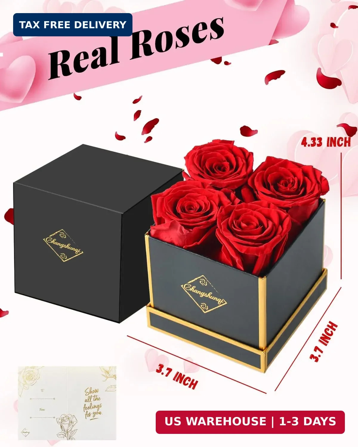 Changshunqi Forever Flowers, Preserved Roses in a Box, Eternal Rose Flowers for