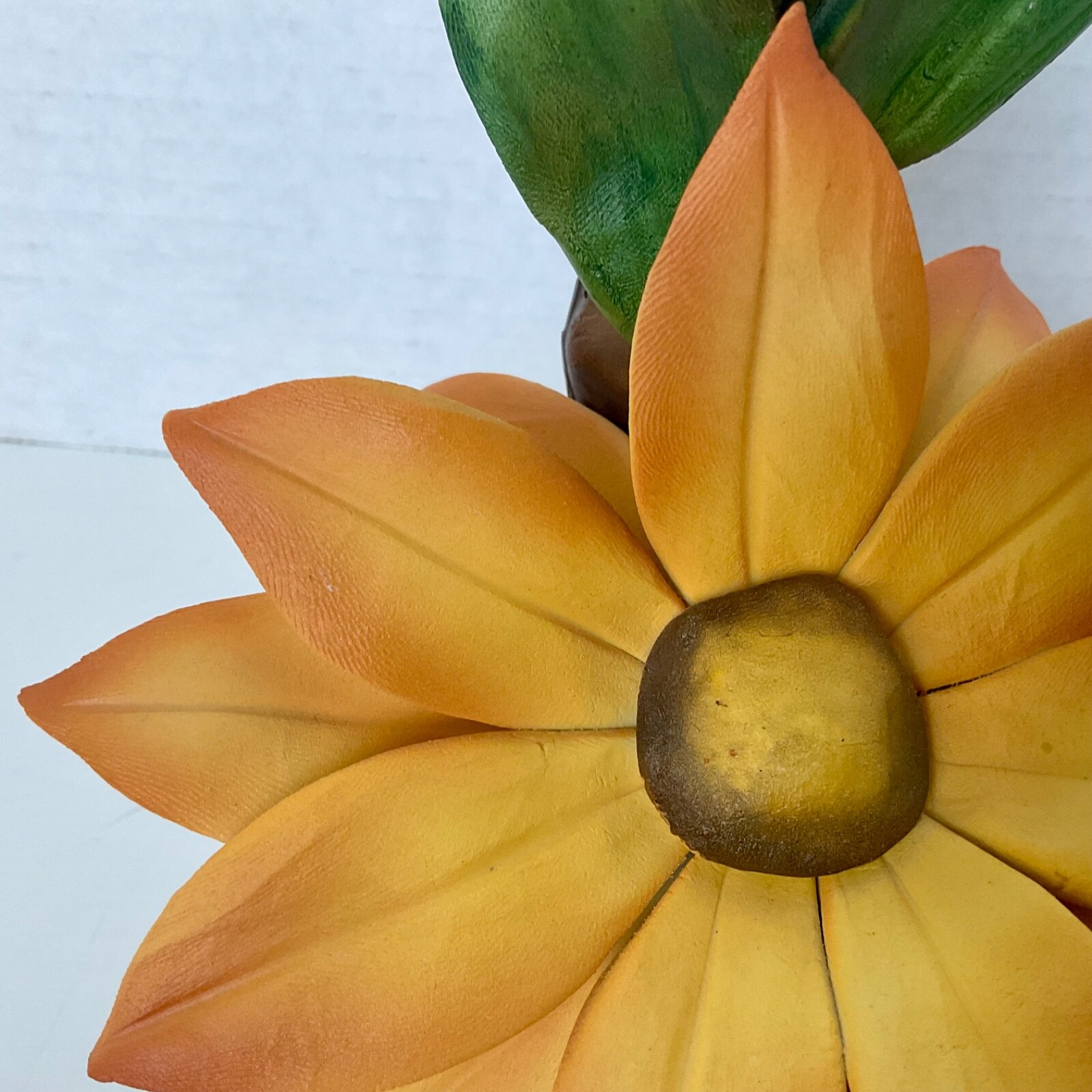Capodimonte Orange Black Eyed Susan Floral Sculpture Made In Italy 6 3/4” VTG