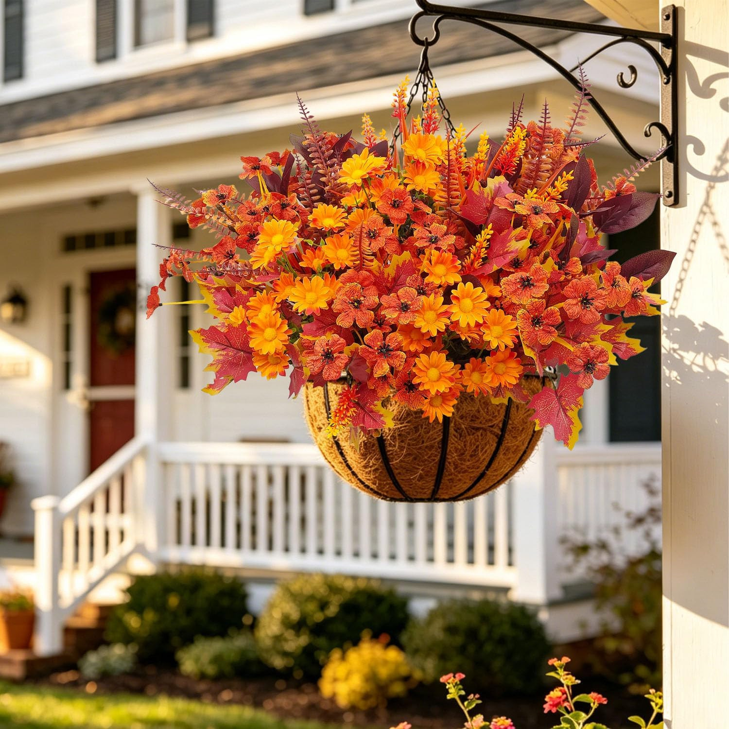 18 Bundles UV Resistant Artificial Fall Flowers for Indoor & Outdoor Decor