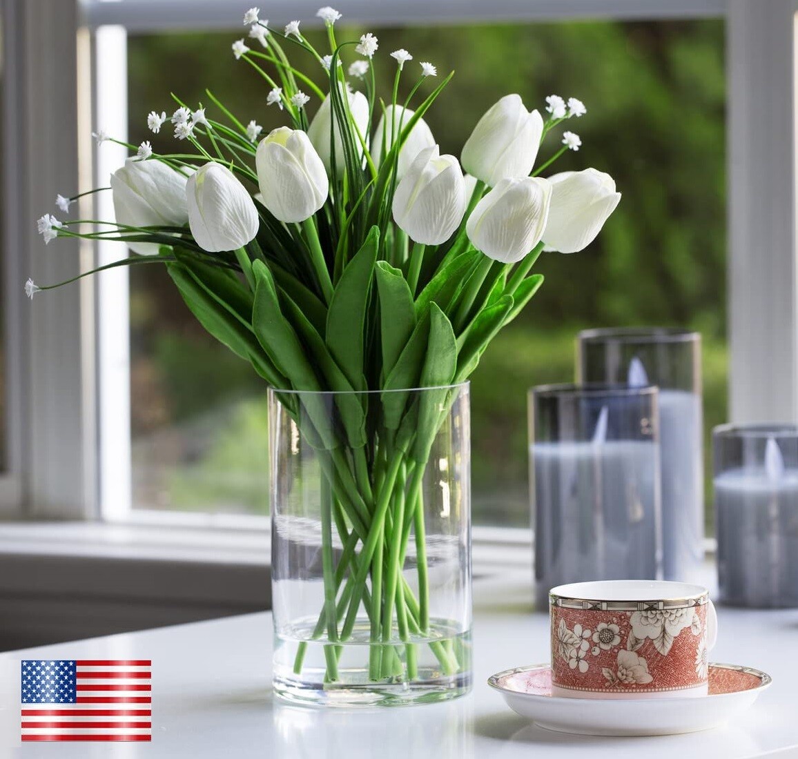 20× Artificial Tulip Bouquet Wedding Party Home Decor Fake Flowers Real Touch US
