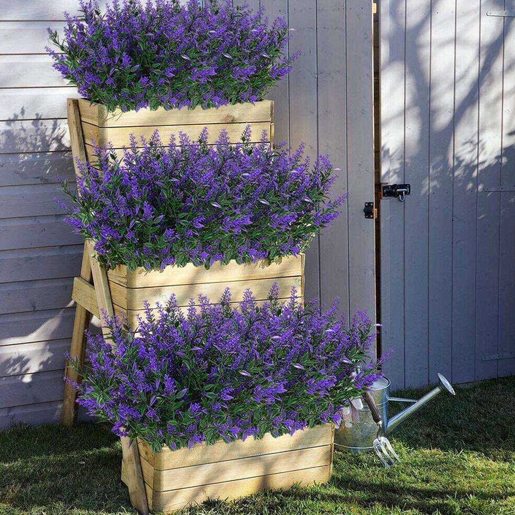 8 Bundles Artificial Flowers UV Resistant Fake Plants Outdoor Home Garden Decor