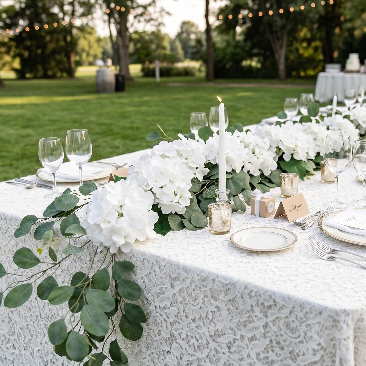 Auihiay Artificial Hydrangea Flower Garland, 2 Pcs Total 12Ft Wedding Arch Flowe