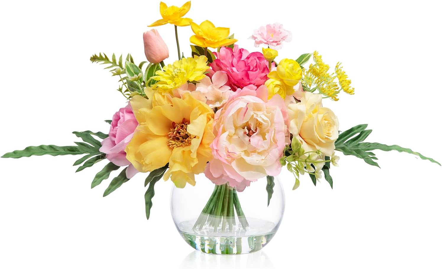 Vibrant Silk Flower Centerpiece in Glass Vase for Weddings & Events