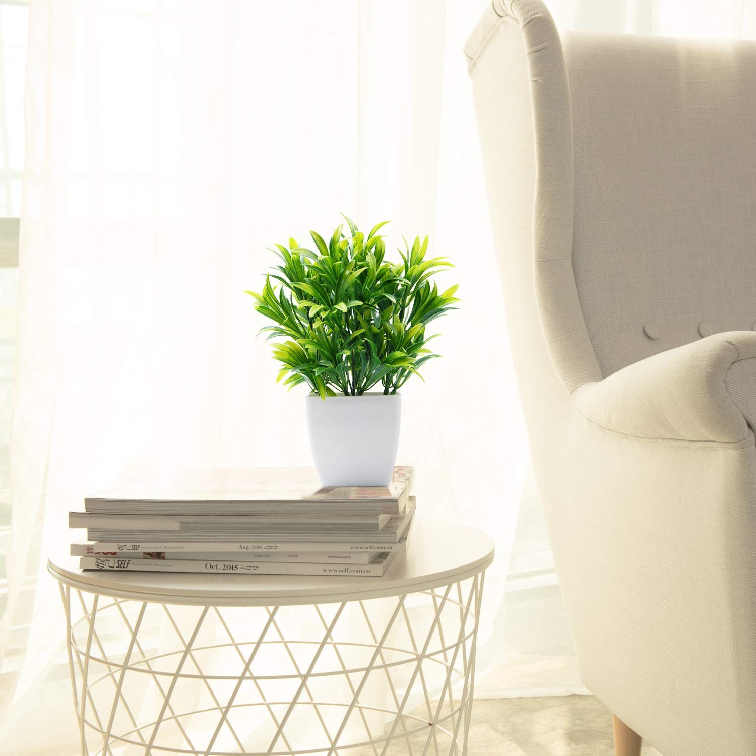 Mini Fake Artificial Aloe Greenery Plant White Square Plastic Pot 1 PCS