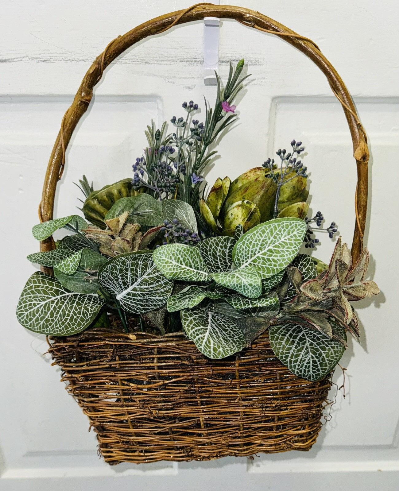 Hanging Basket Wreath Artificial Flower succulants Front Door Wall Decor