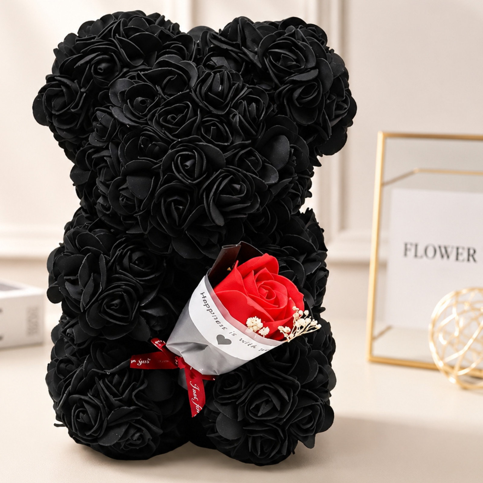 Luxury Foam Rose Teddy Bear Bouquet Gift for Women Wedding Mother’s Day Annivers